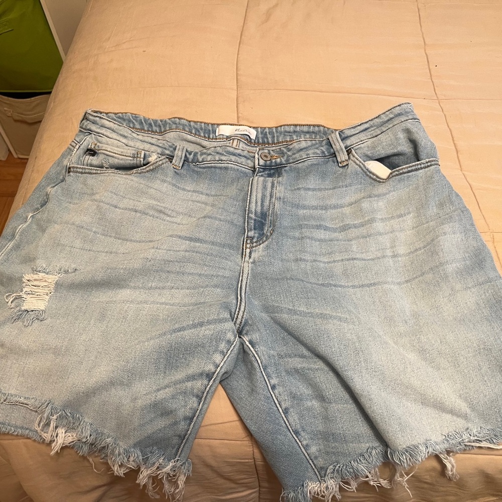 KanCan Light Blue Distressed Denim Shorts